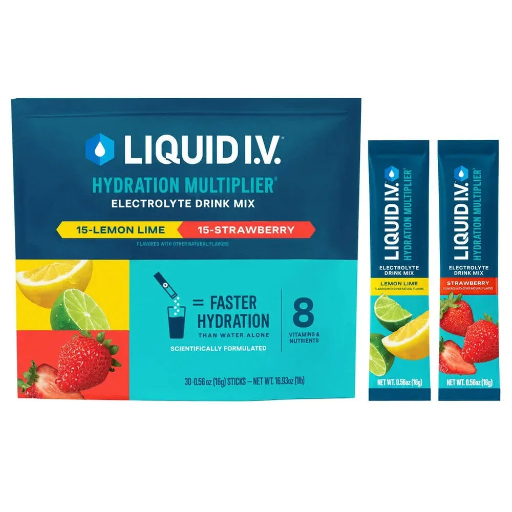 Liquid I.V. Hydration Multiplier Strawberry / Lemon Lime 30 Stick Packs